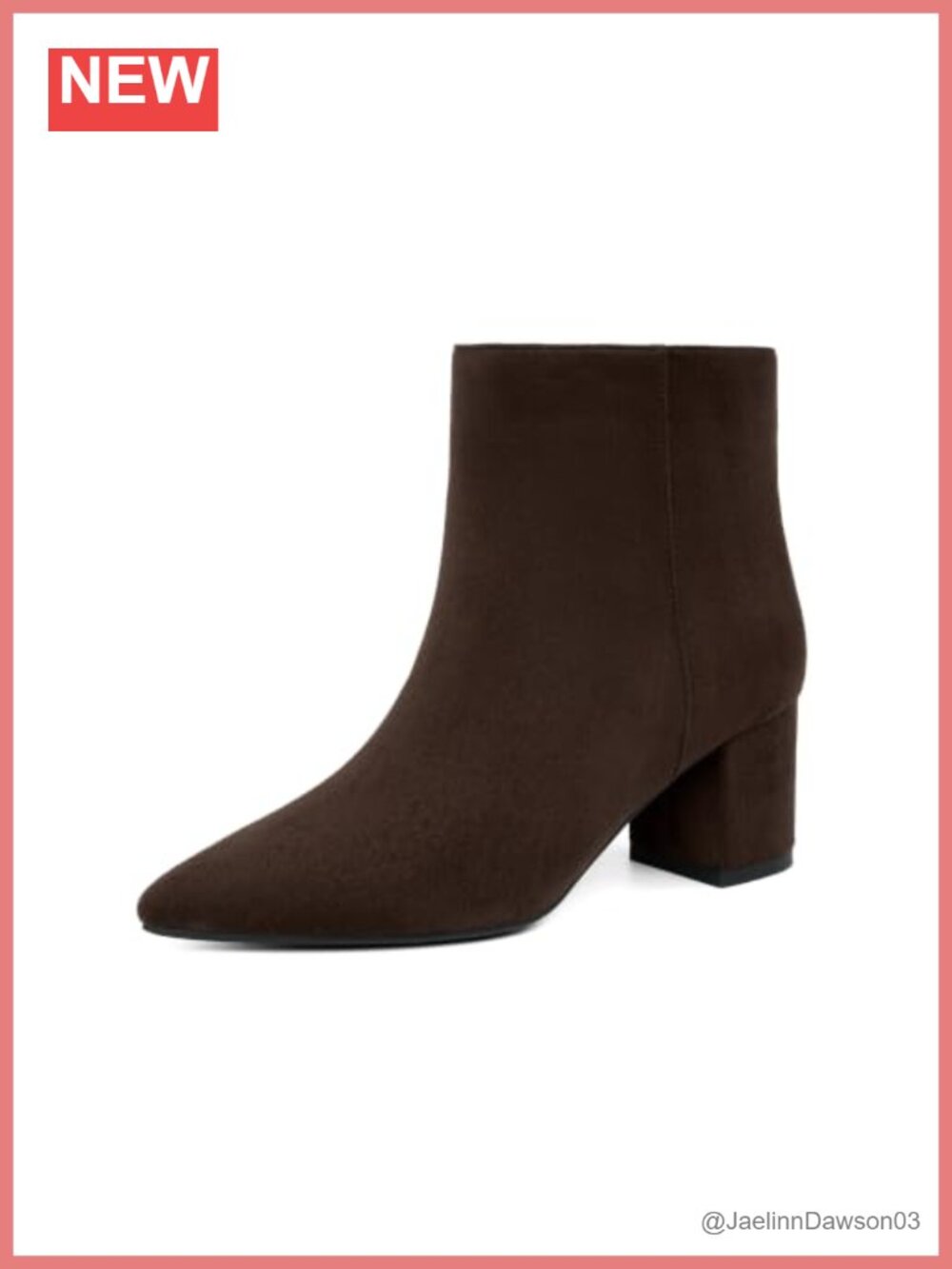 Faux Suede Pointed Toe Ankle Boots Chunky Low Block Heel Booties